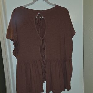 American Eagle Outfitters Brown Tie-Back Blouse